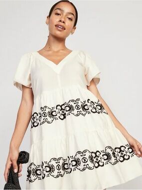 Old Navy Matching Embroidered Mini Swing Dress